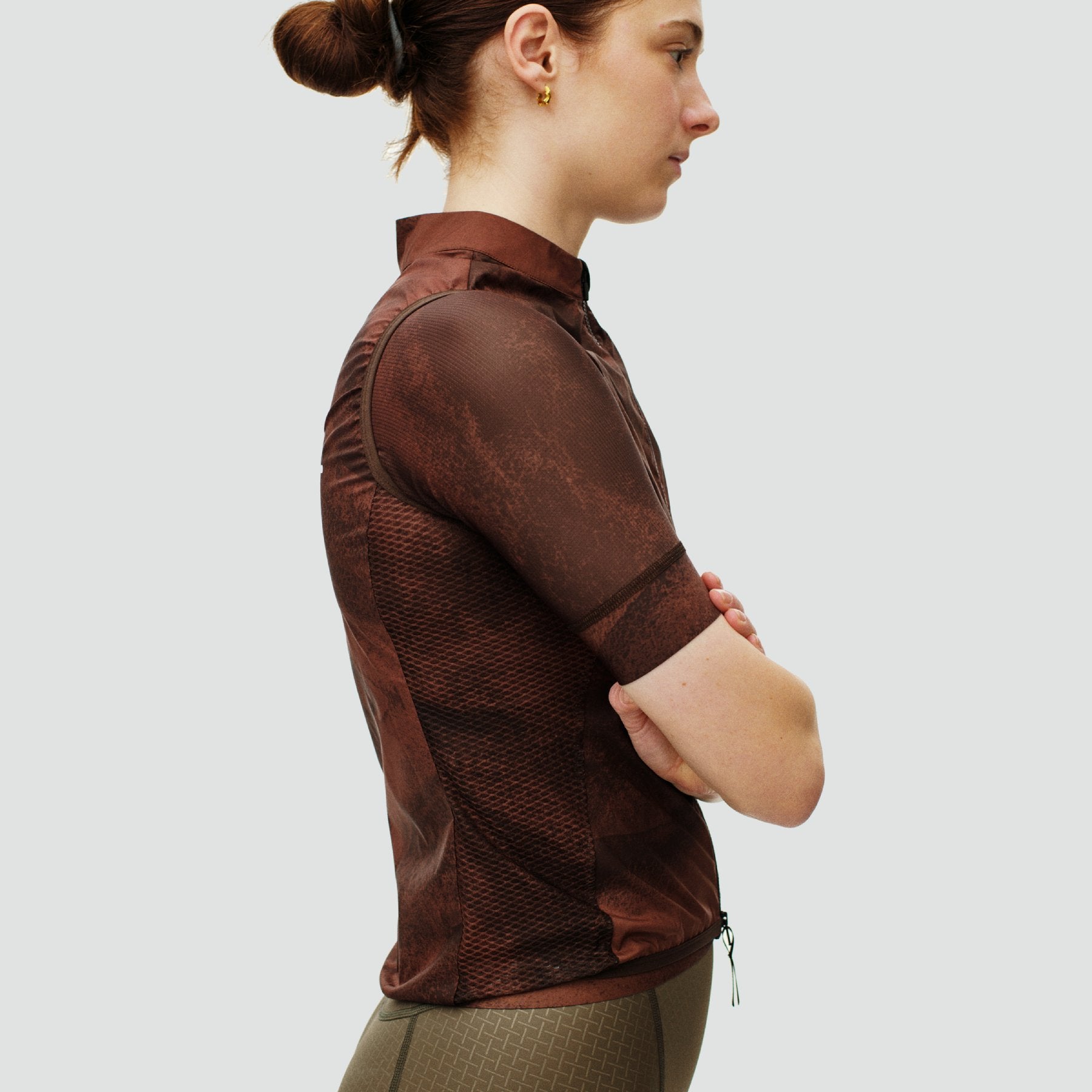 Women's Mechanism Stow Away Gilet - AOP Light Brown