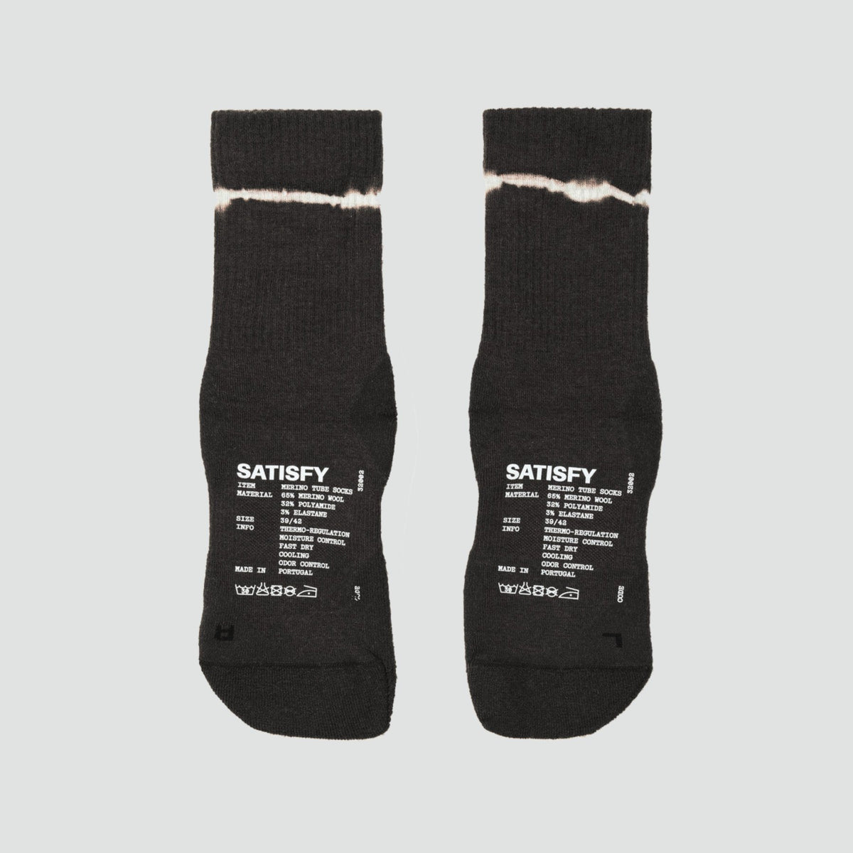 Merino Nylon Tube Socks -  Black Tie dye