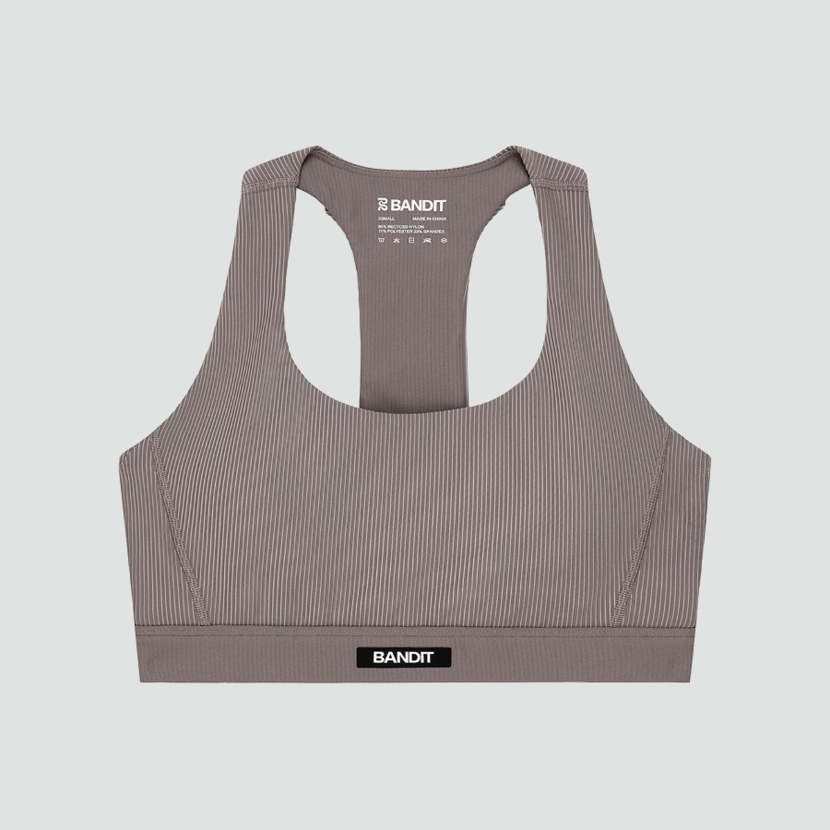 Women's Striped Cadence™ Scoop Neck T-Back Run Bra - Concrete Taupe / Cocoa