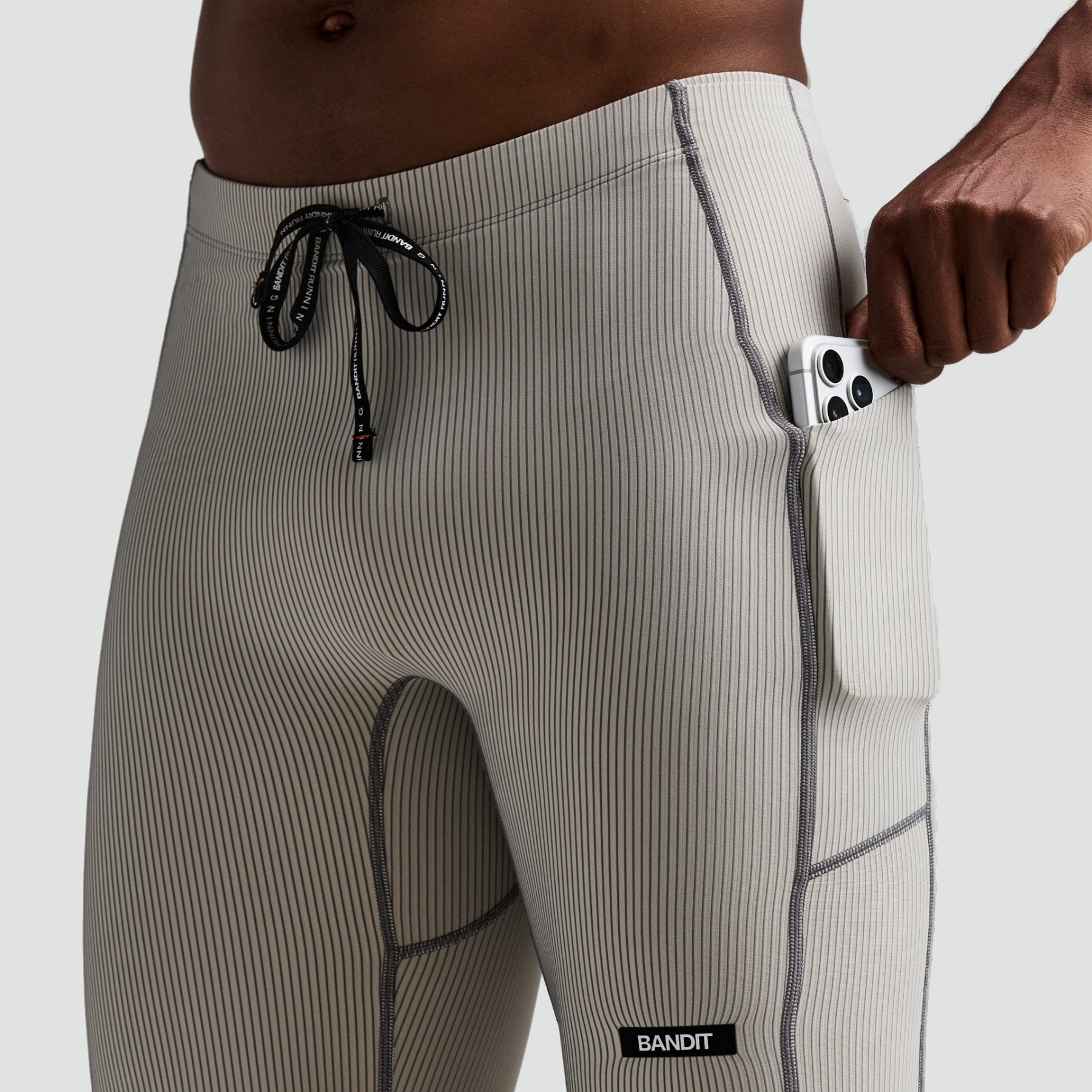 Striped Cadence™ Half Tights - Plaster / Slate