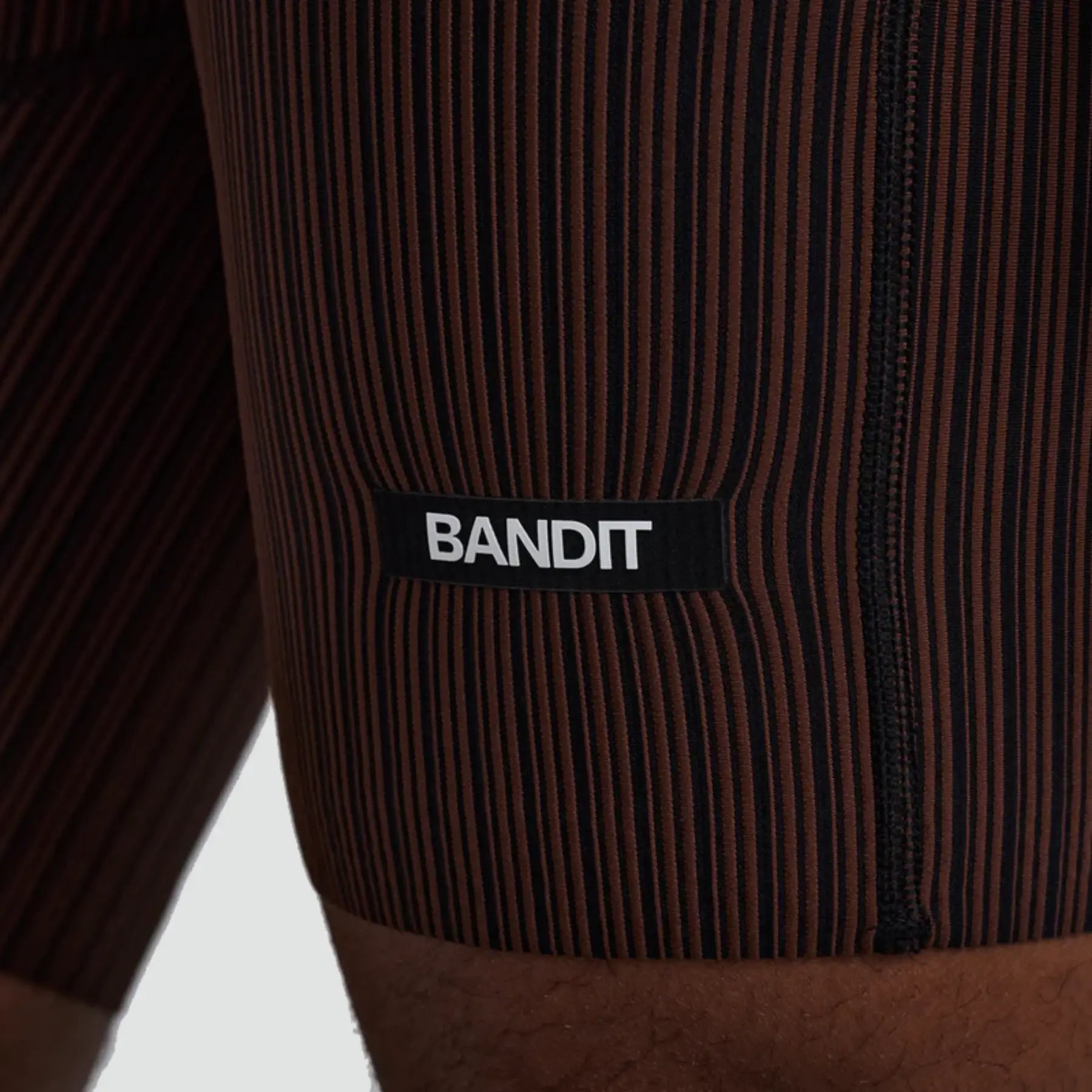 Striped Cadence™ 7 Pocket Lined Half Tights - Cacao / Black