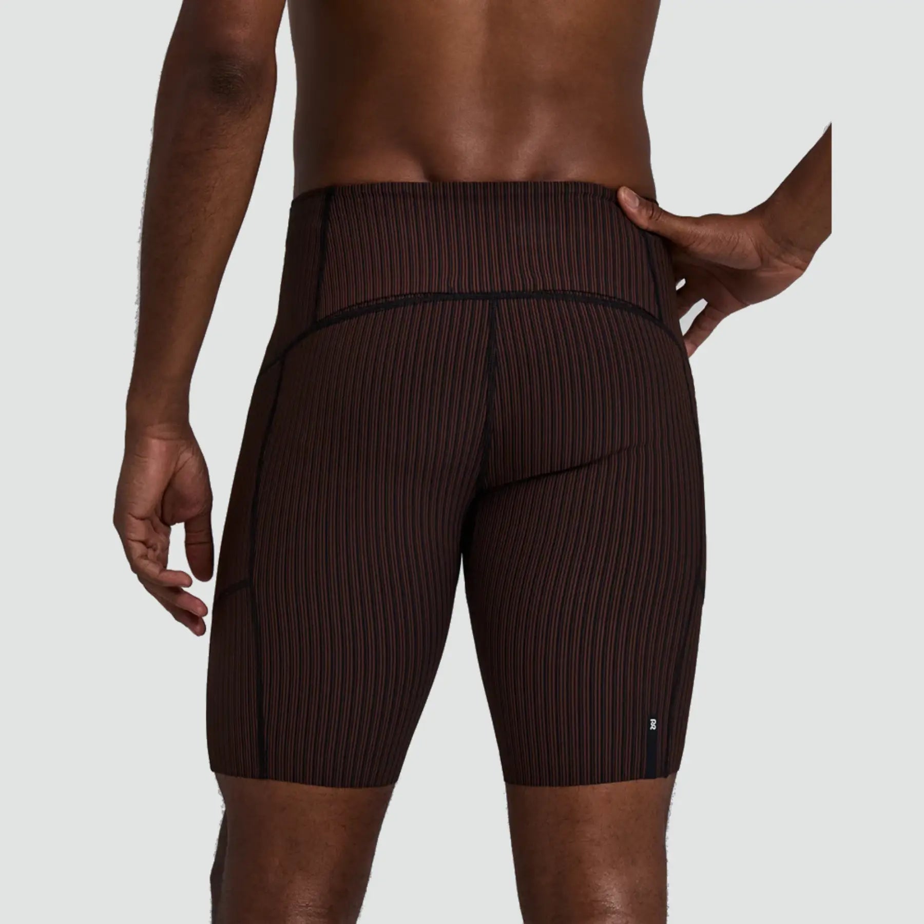 Striped Cadence™ 7 Pocket Lined Half Tights - Cacao / Black